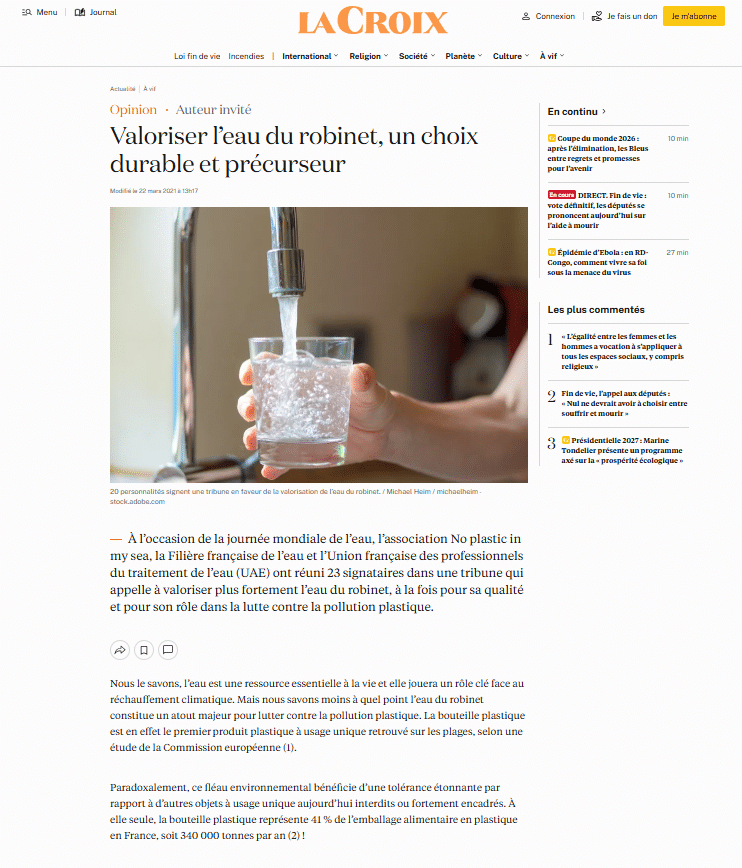 Valoriser l’eau du robinet, un choix durable et précurseur