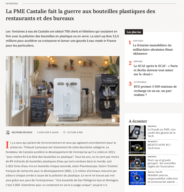 Castalie 13,5 miljoen euro Castalie om de strijd tegen plastic flessen te versnellen en te innoveren